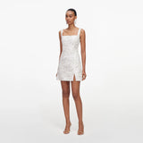 White Sequin Lace Mini Dress