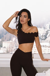 Asymmetric Off-Shoulder Scalloped Bra
