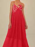 Embroidered Fish Semi-Sheer Cami Dress