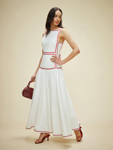 Lightweight Cotton Contrast Trim Dress with Back Tie