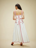Lightweight Cotton Contrast Trim Dress with Back Tie
