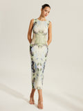 Floral Print Sleeveless Mesh Dress