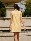 Cotton & Linen Button-Back Pocket Detail Dress