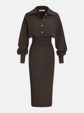 Cinched Waist Knit Shirt Dress