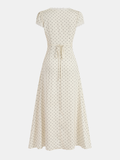 Polka Dot Lace Trim Midi Dress