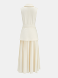 Sleeveless Belted Pleated Blazer Dress