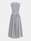 Striped Cotton Sleeveless Smocked Maxi Dress