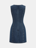 Sleeveless V-Neck Denim Mini Dress