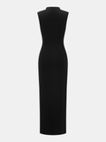 Sleeveless Ruched Keyhole Neck Maxi Dress