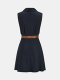 Belted Wrap Linen Blend Sleeveless Mini Dress