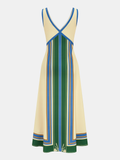 Geometric Print V-Neck Sleeveless Maxi Dress
