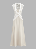 Satin Cami Dress & Lace Vest Two-Piece Set