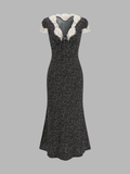 Polka Dot Lace V-Neck Midi Dress