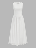 Sleeveless Crew Neck Flowy Maxi Dress