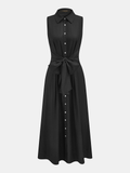 Sleeveless Tie-Waist Shirt Dress