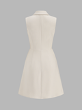 Sleeveless Lapel Pleated Mini Dress