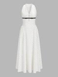 Polka Dot Sleeveless Pleated Maxi Dress