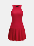Striped Sleeveless Pleated Knit Dress