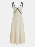 Contrast Wavy Trim Sleeveless Maxi Dress