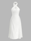 Halter Neck Cross Front Maxi Dress
