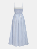 Striped Cutout Cotton Blend Cami Maxi Dress
