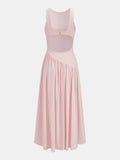 Asymmetric Sleeveless Backless Midi Dress