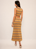 Cutout Back Zigzag Knit Maxi Dress