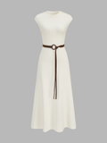 Sleeveless Knit Belted Maxi Dress