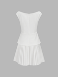 Sleeveless V Neck Pleated Mini Dress