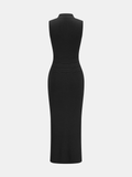 Frog Button Cheongsam Style Knit Maxi Dress