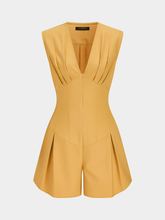 Sleeveless V Neck Cinched Waist Romper