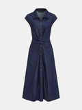Twisted Waist Midi Shirt Dress