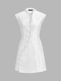 Jacquard Cheongsam-Style Frog Button Mini Dress