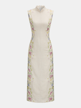 Floral Embroidered Cotton Linen Sleeveless Dress