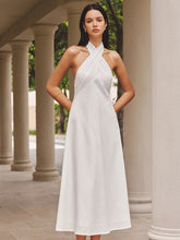 Cotton Linen Cross Halter Maxi Dress