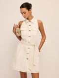 Sleeveless Belted Denim Shirt Dress