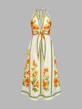 Floral Halter Knot Front Maxi Dress