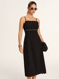 Scalloped Trim Midi Slip Dress