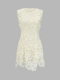 Guipure Lace Sleeveless A-Line Dress