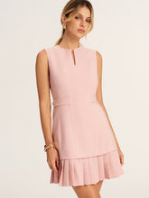 Pleated Hem Notch Neck Tailored Mini Dress