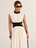 Color Block Cutout Pocketed Maxi Dress
