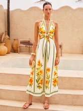 Floral Halter Knot Front Maxi Dress