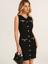 Pearl Button Sleeveless Knit Dress