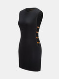 Amber Bead Cutout Sleeveless Knit Mini Dress