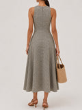 Textured Striped Sleeveless Asymmetrical Dress