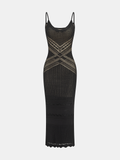Crisscross Hollow Knit Slip Maxi Dress