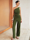 Asymmetrical Bead Cutout Wide Leg Jumpsuit