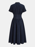 V-Neck Button Down Maxi Denim Dress