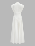 Deep V High Slit Satin Maxi Dress