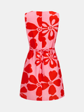 Large Floral Sleeveless Mini Dress